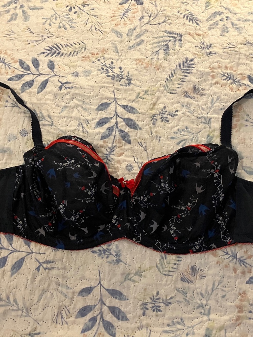 Cleo by Panache Meg 6751 underwire navy blue red balconnet bra 32G UK